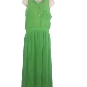 Filo Green Pleated Midi Dress